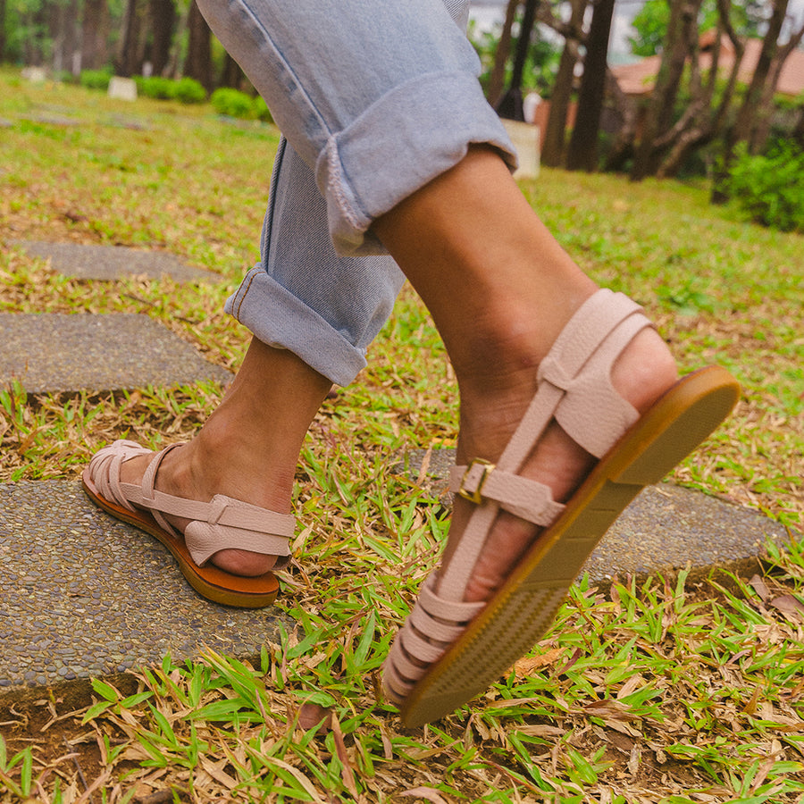 Formation Genuine Leather Sandals with Rubber Outsoles in Nude (4762229407879)
